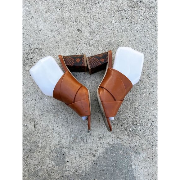 Lafayette 148 New York Kallan Snake  Embossed Block Heel Mule Sz 6.5 - Picture 3 of 8